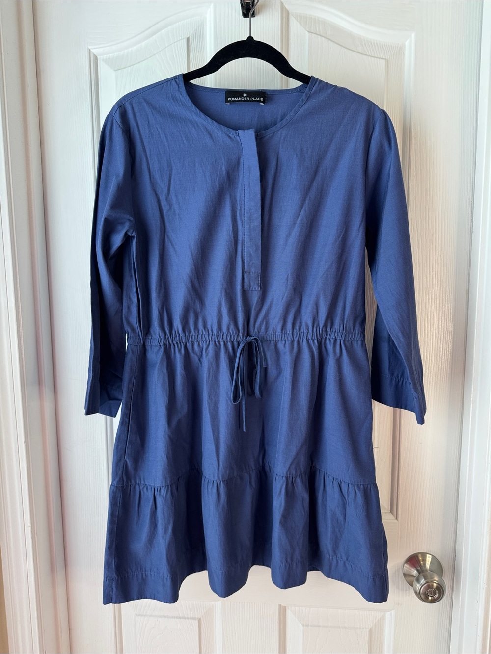 Pomander Place Navy Long Sleeve Drawstring Tunic Dress